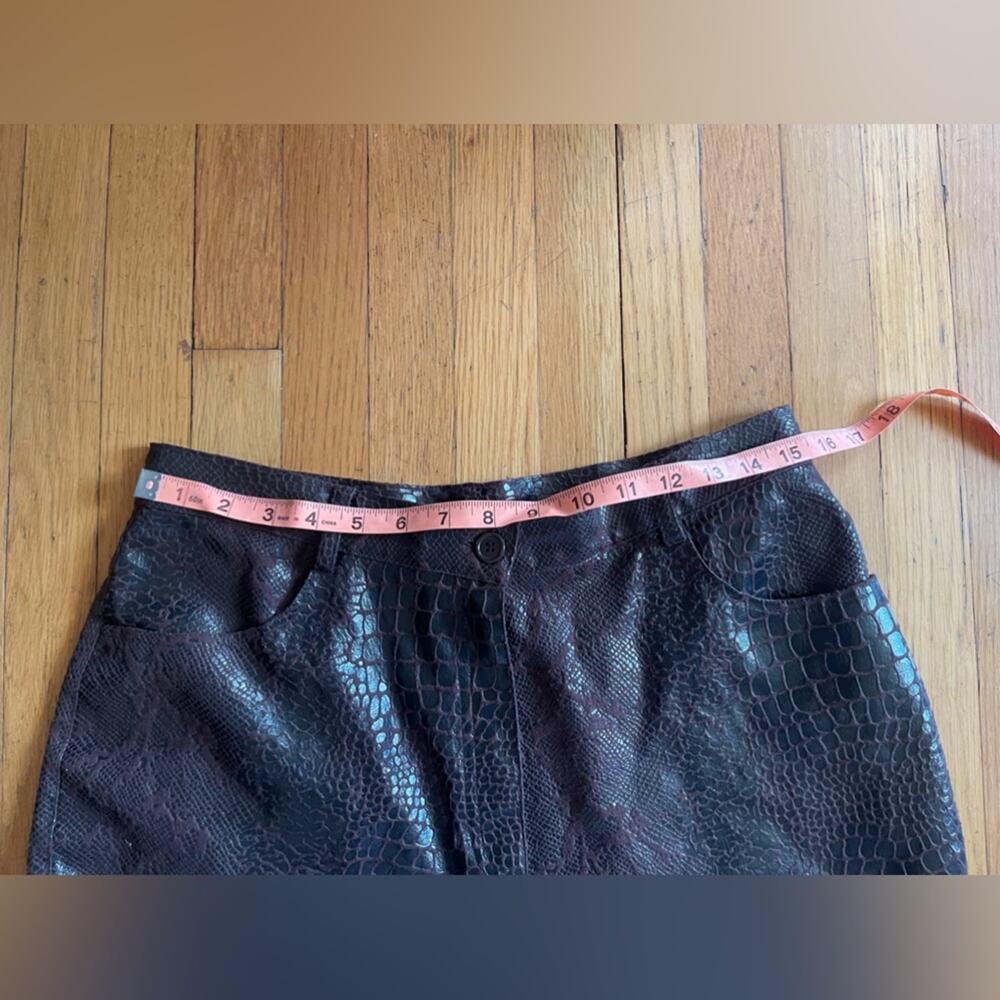 Y2K Vintage Faux Croc Skin Chocolate Brown Two Piece Pant Set - Picture 12 of 13